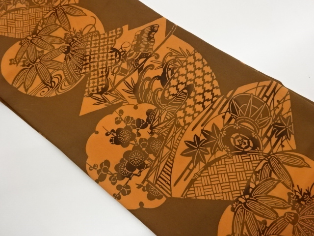 JAPANESE NAGOYA OBI / SHIOZE / KATAZOME / FLOWER